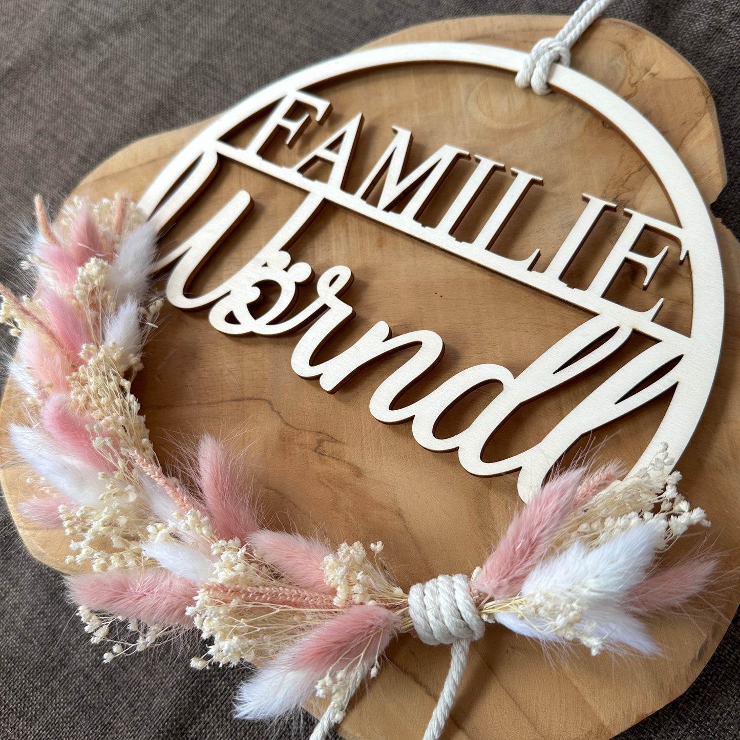 Trockenblumenkranz | Familienholzkranz