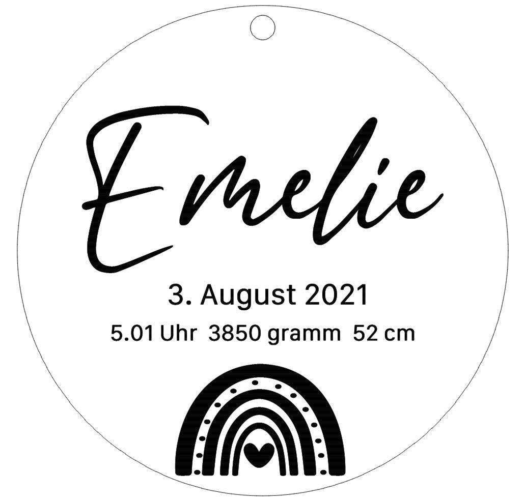 Holzschild mit Namen zur Geburt
