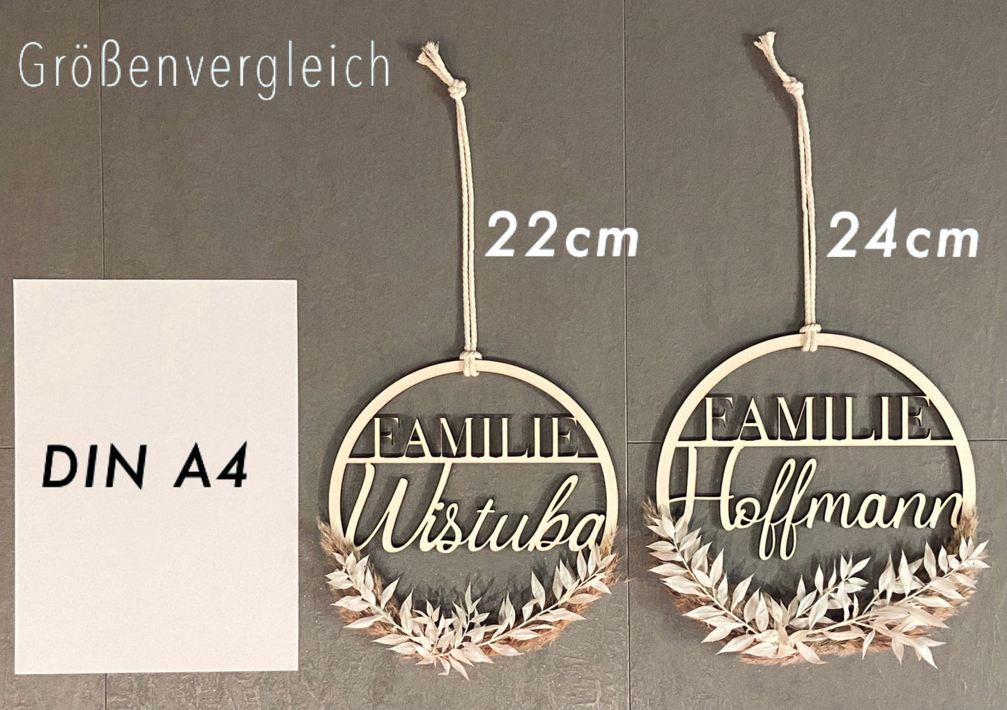 Trockenblumenkranz | Familienholzkranz