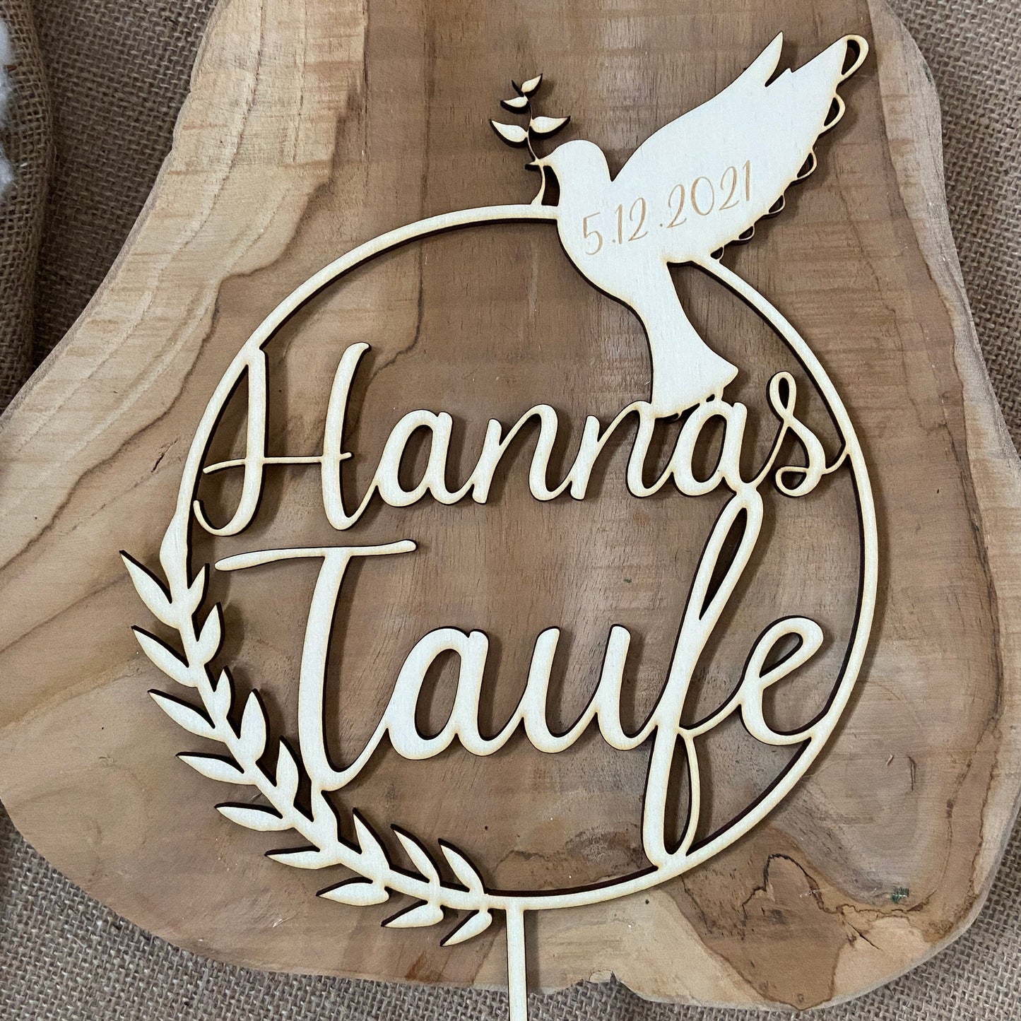 Caketopper mit Name für Taufe