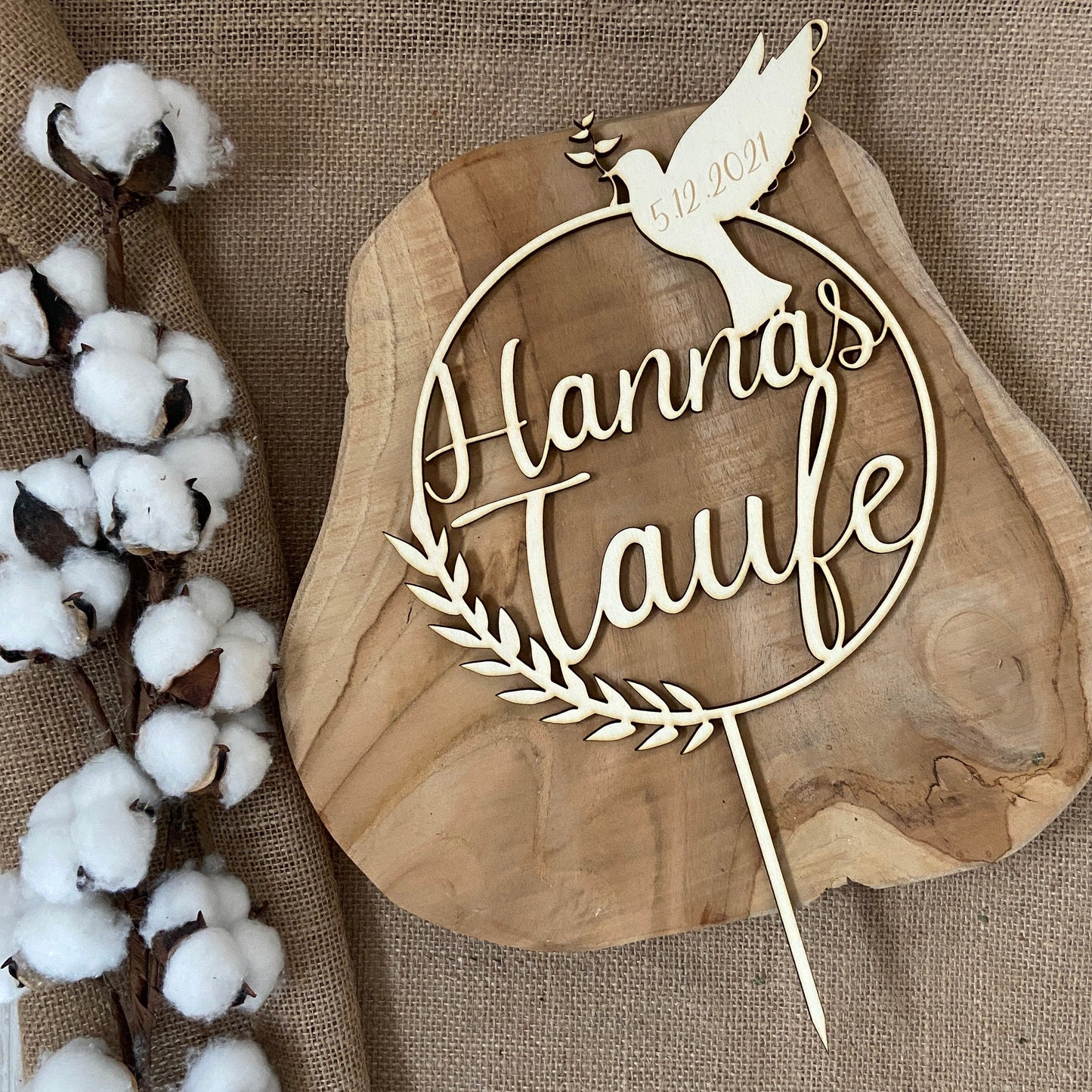 Caketopper mit Name für Taufe