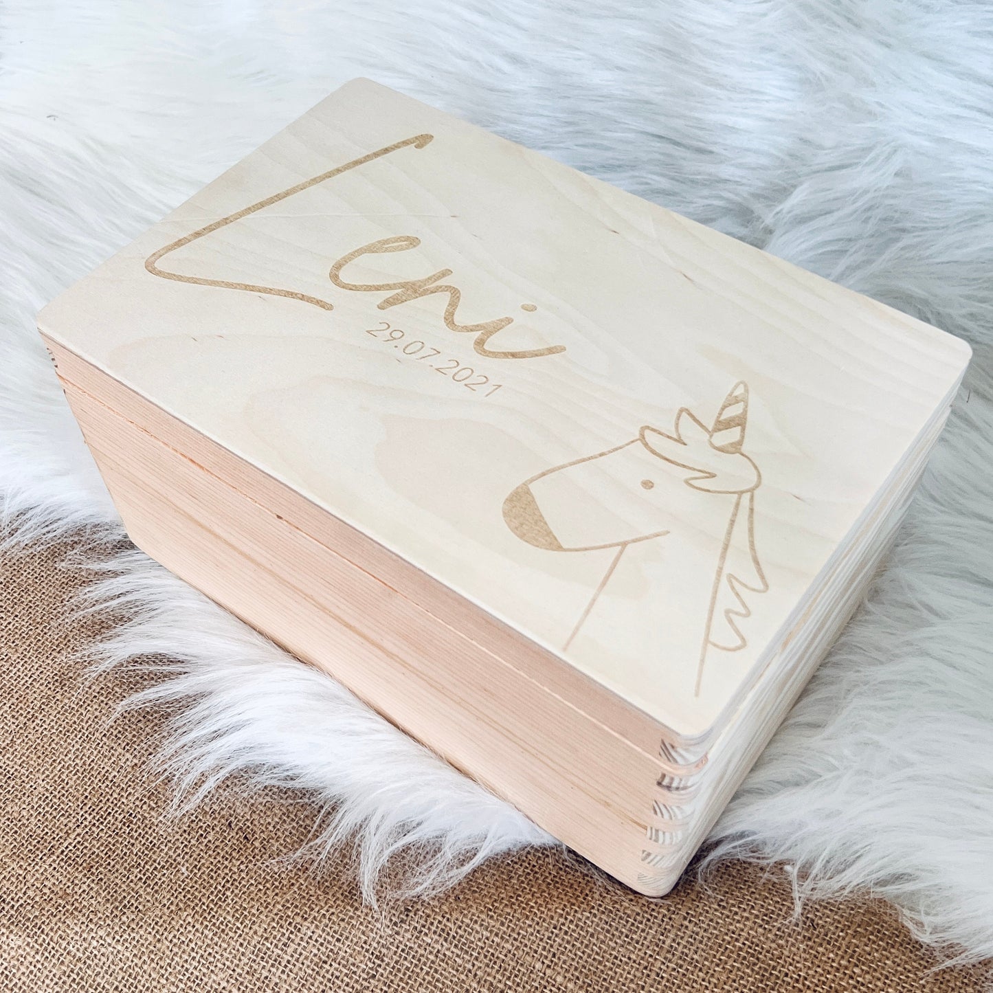 Erinnerungskiste mit Name und Tiermotiv