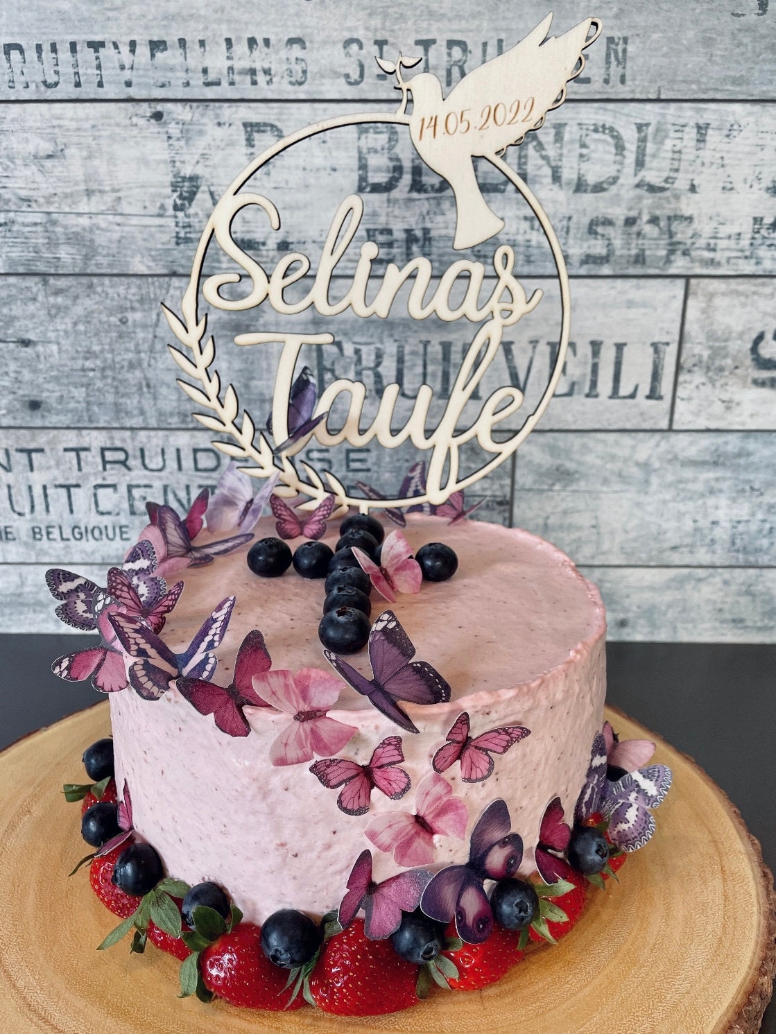 Caketopper mit Name für Taufe