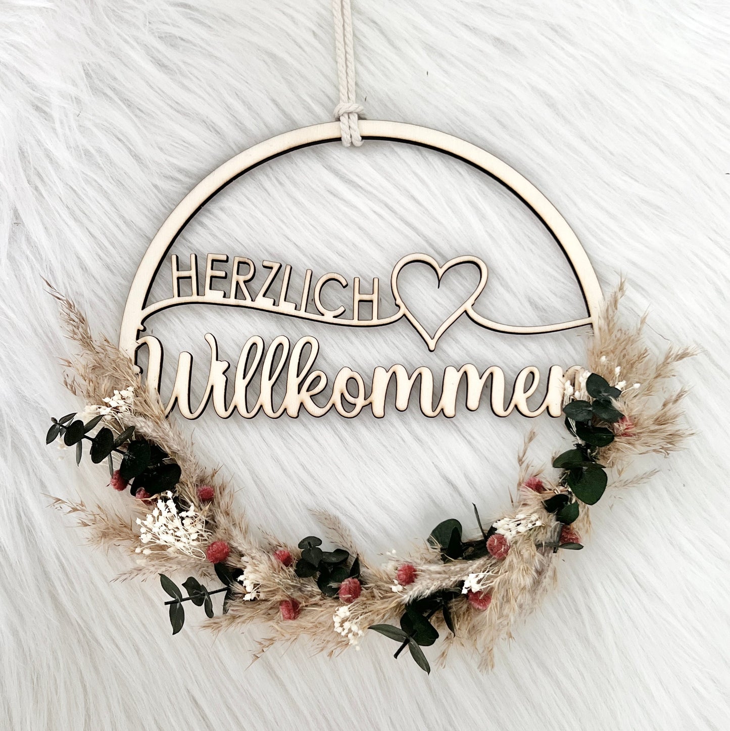 Trockenblumenkranz Herzlich Willkommen