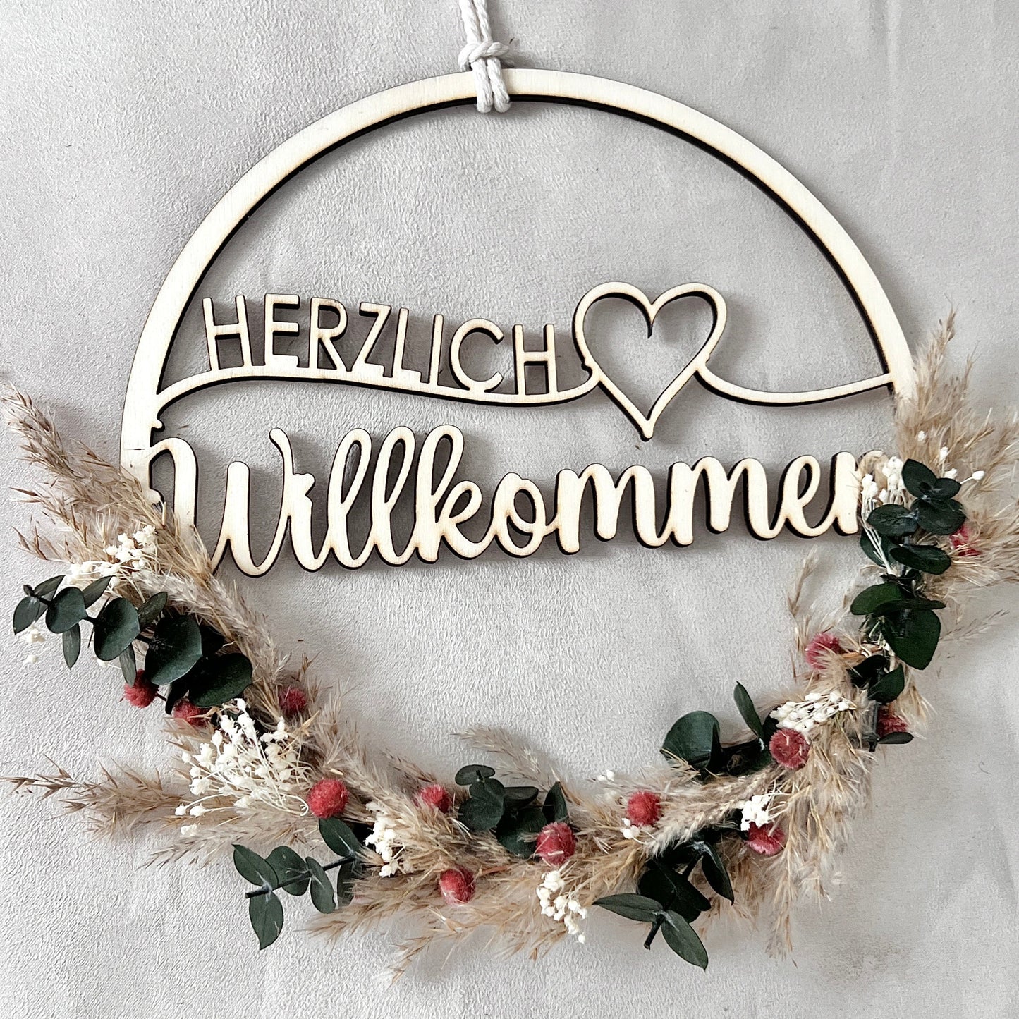 Trockenblumenkranz Herzlich Willkommen