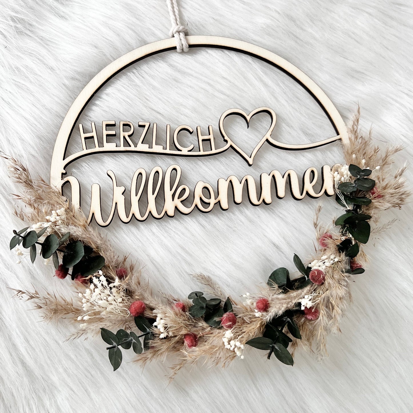 Trockenblumenkranz Herzlich Willkommen