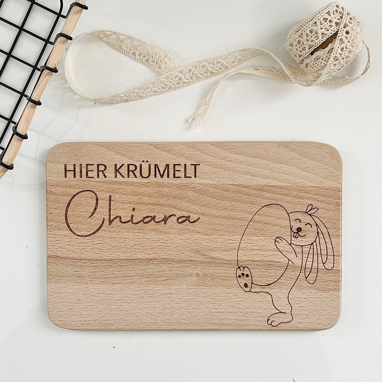 Kinder Frühstücksbrett, Vesperbrett, Brettchen, personalisiert mit Regenbogen Motiv und Name
