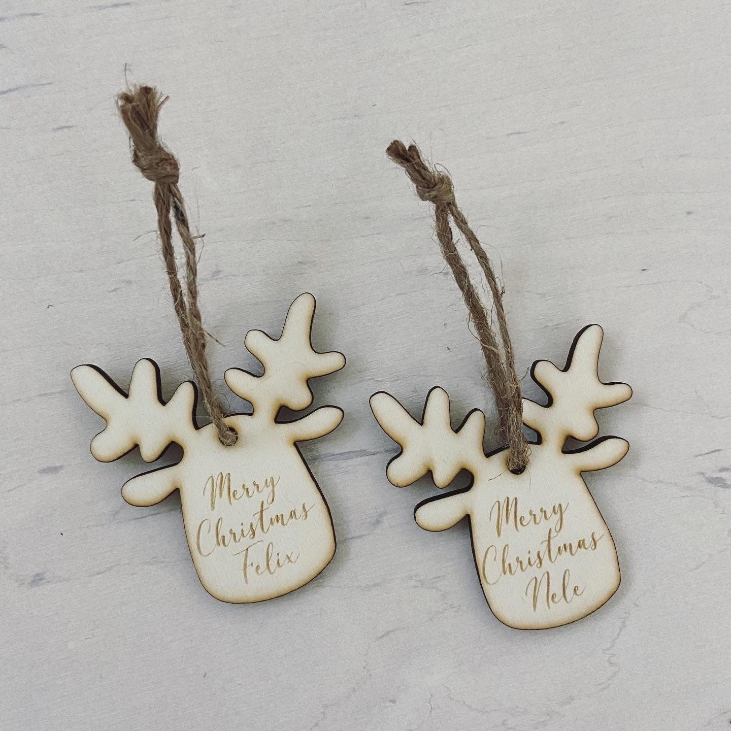 Nikolaus Anhänger / Weihnachtsbaum / Christbaumhänger Hirschkopf Elch / Namensanhänger