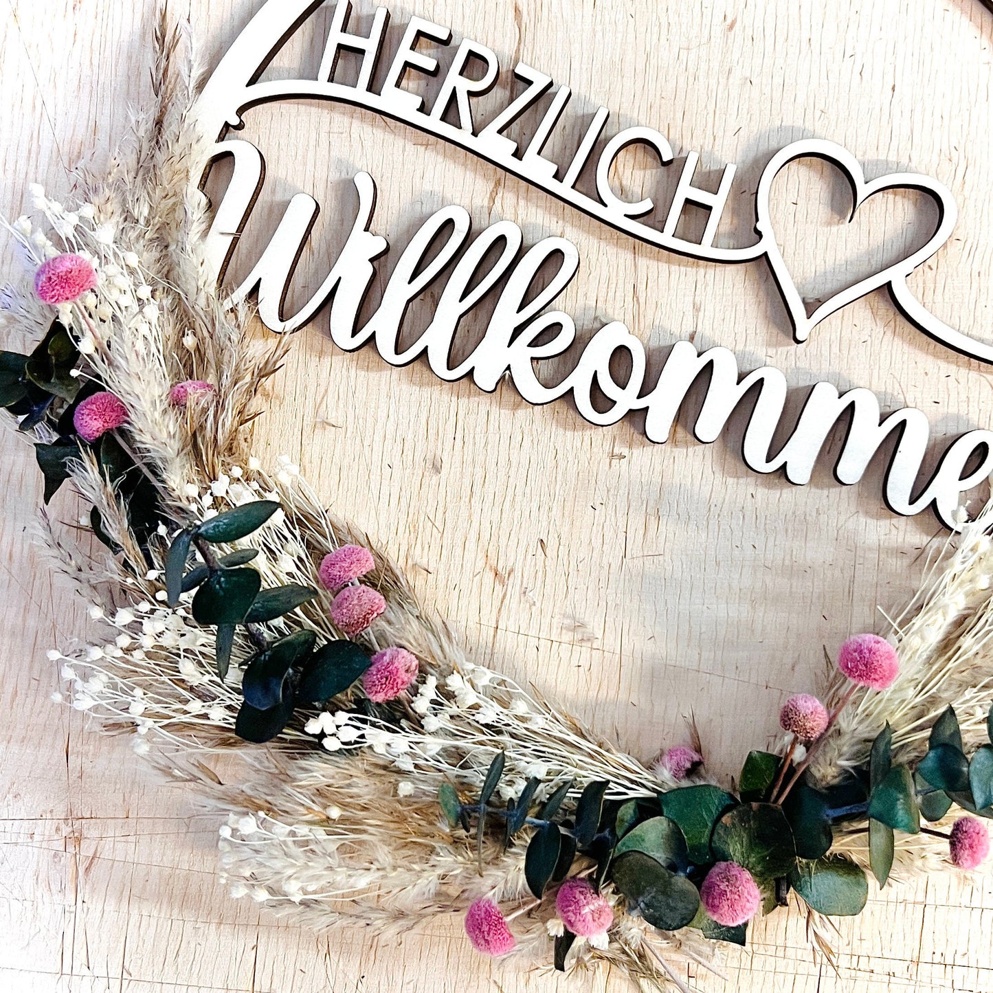 Trockenblumenkranz Herzlich Willkommen