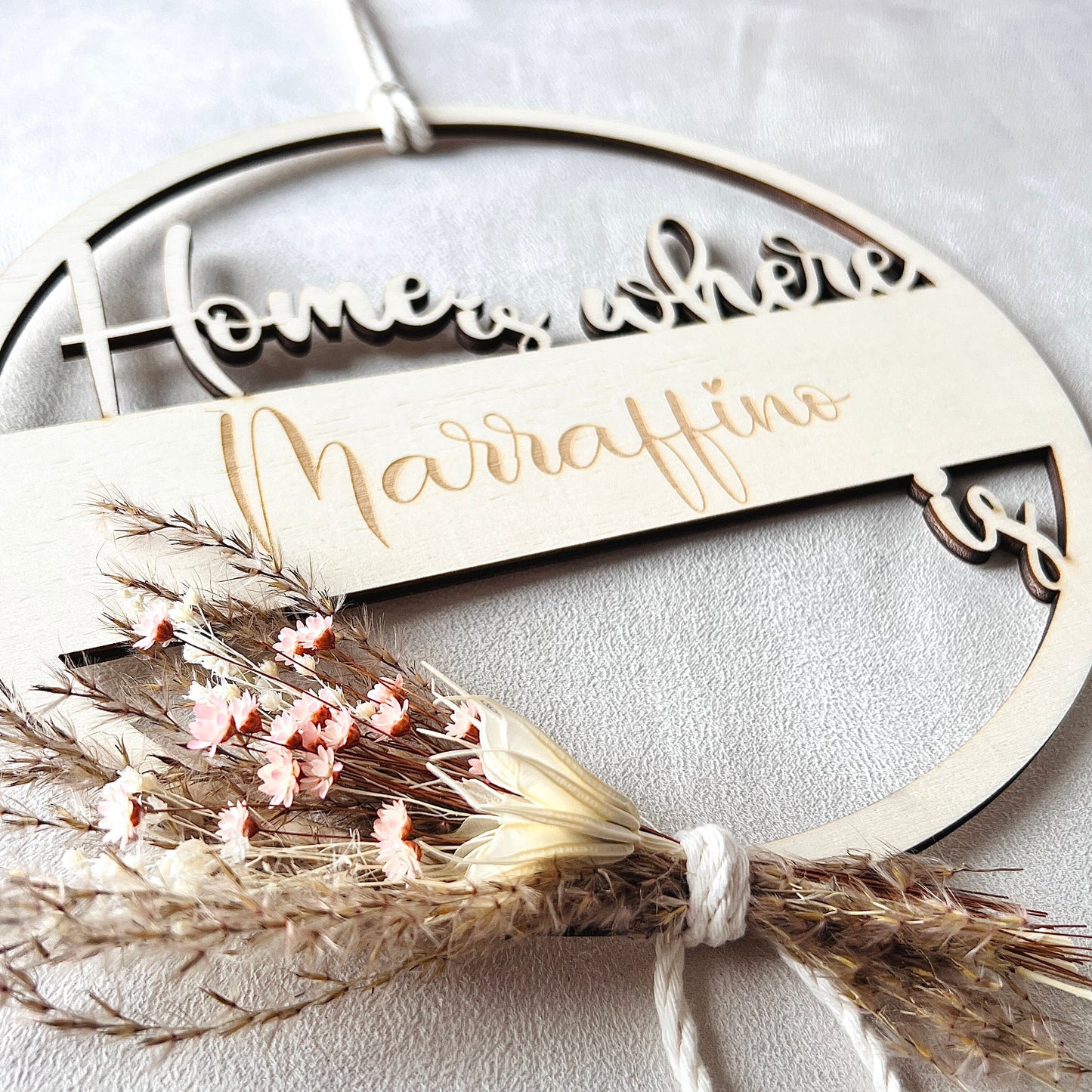 Trockenblumenkranz mit Familienname