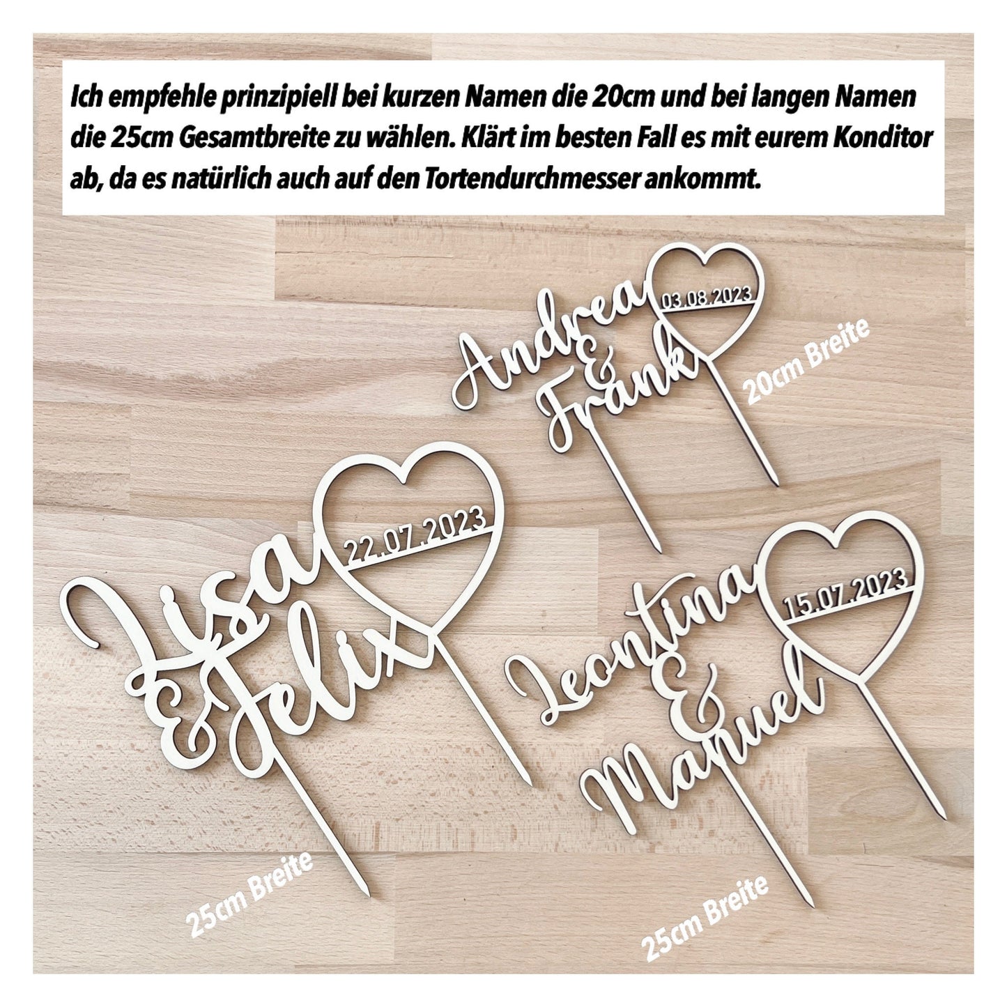 Hochzeits Caketopper mit Namen