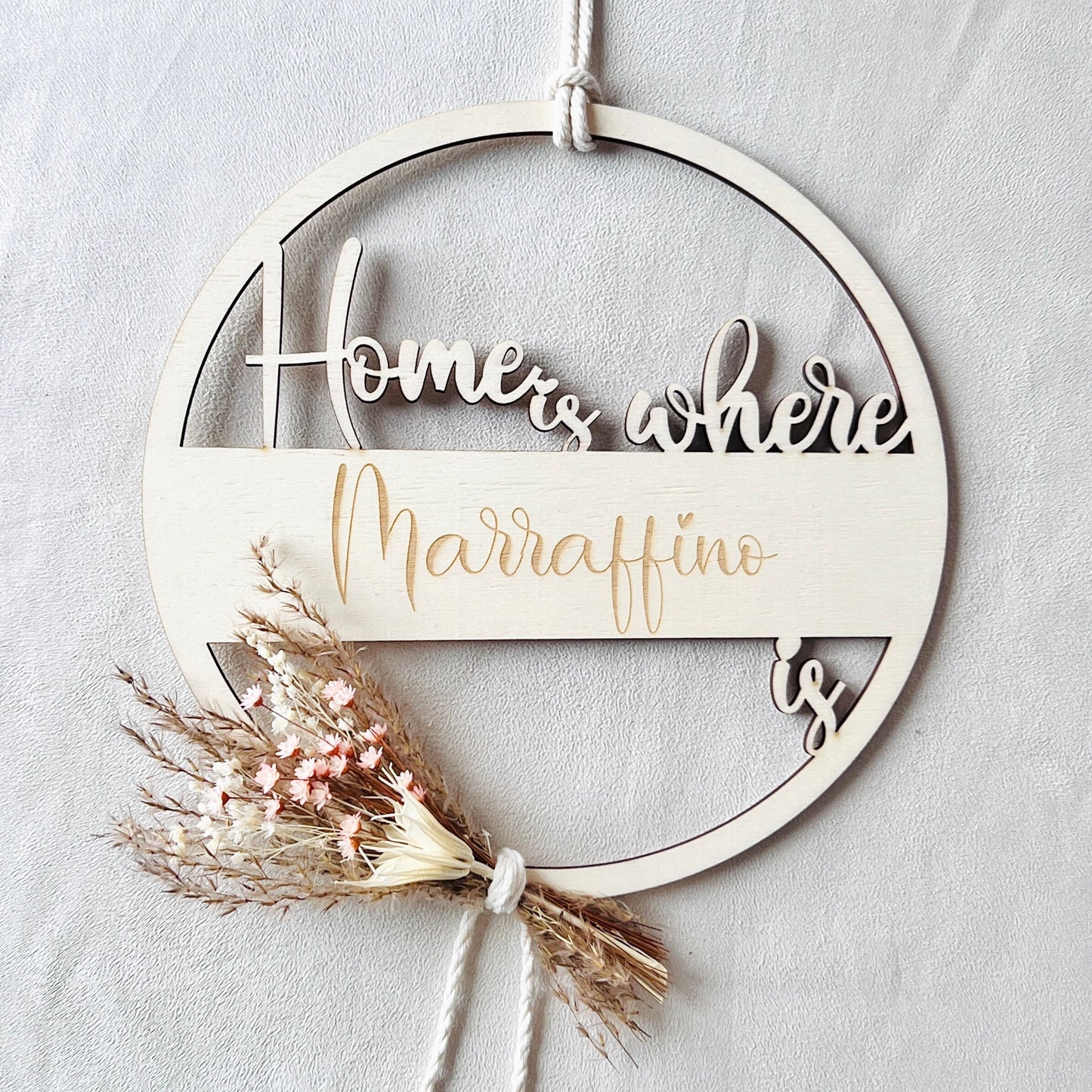 Trockenblumenkranz mit Familienname