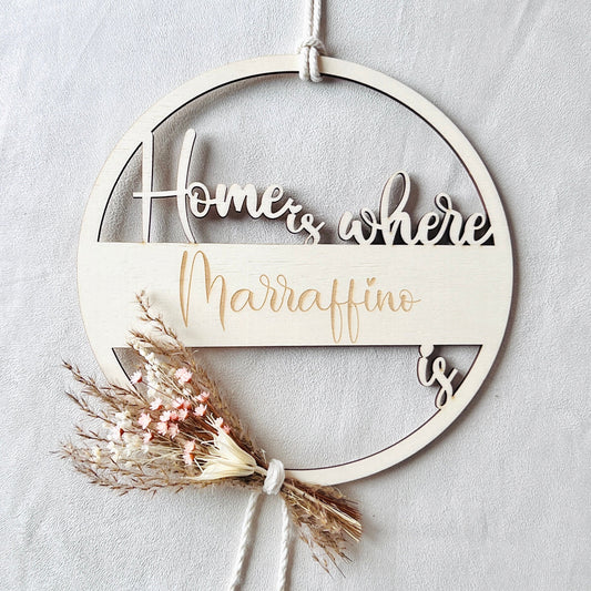 Trockenblumenkranz mit Familienname