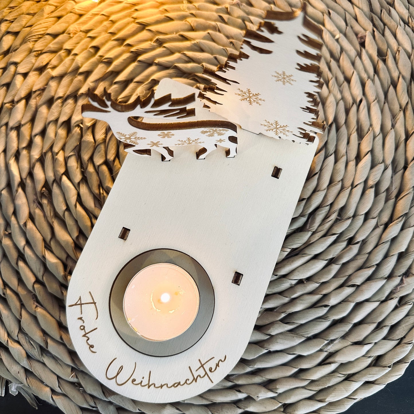 Weihnachtsgeschenk Teelichthalter graviert auf Wunsch mit Namen