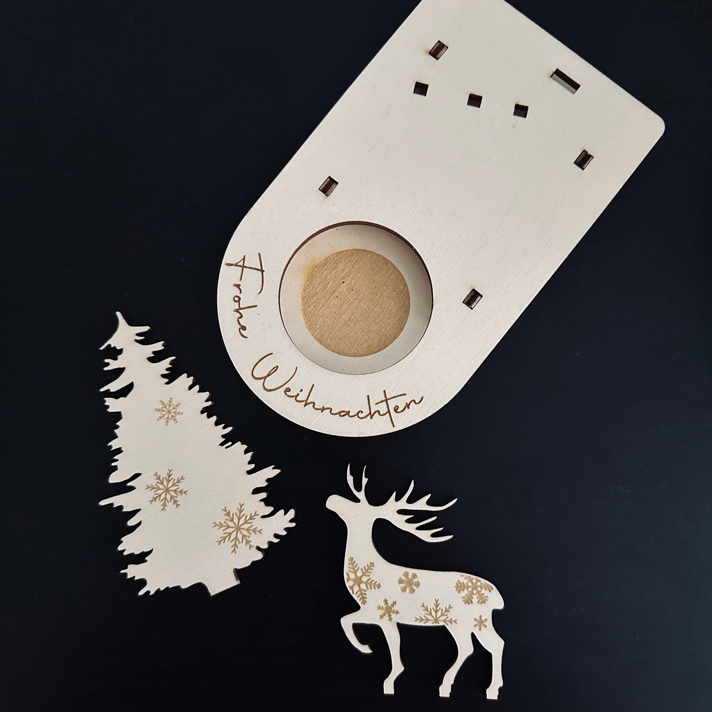 Weihnachtsgeschenk Teelichthalter graviert auf Wunsch mit Namen