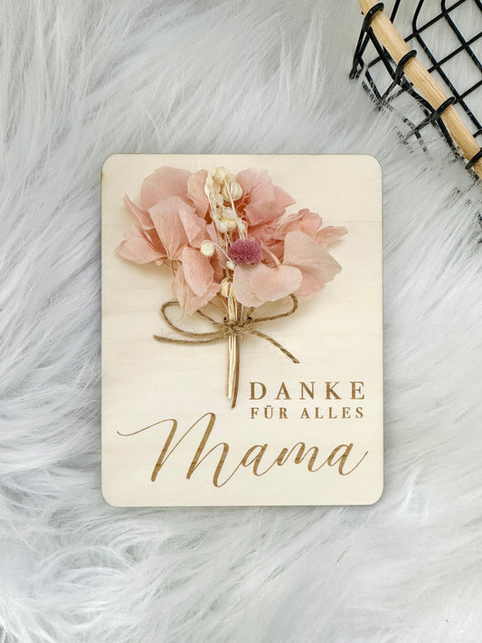 Danke sagen Karte mit Trockenblumen