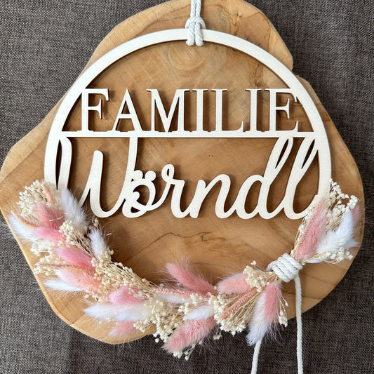 Trockenblumenkranz | Familienholzkranz