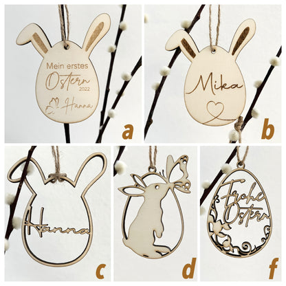 Ostereier Holzanhänger / Osterdeko personalisiert mit Namen aus Holz