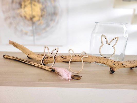 minimalistische Osterdekoration, modern zeitlos und schlichte Osterhasen aus Holz