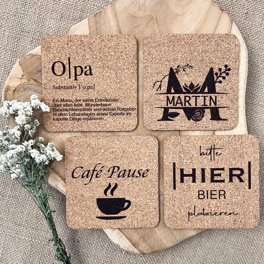 Kork Glasuntersetzer für Papa