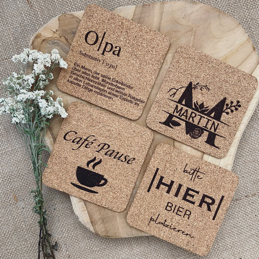 Kork Glasuntersetzer für Papa