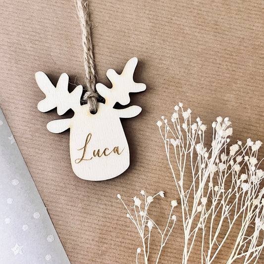 Nikolaus Anhänger / Weihnachtsbaum / Christbaumhänger Hirschkopf Elch / Namensanhänger