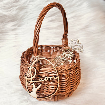 personalisiertes Osterkörbchen mit Name, Korb aus Weide mit Henkel für Kinder