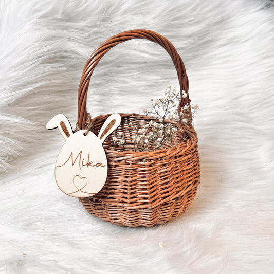 personalisiertes Osterkörbchen mit Name, Korb aus Weide mit Henkel für Kinder