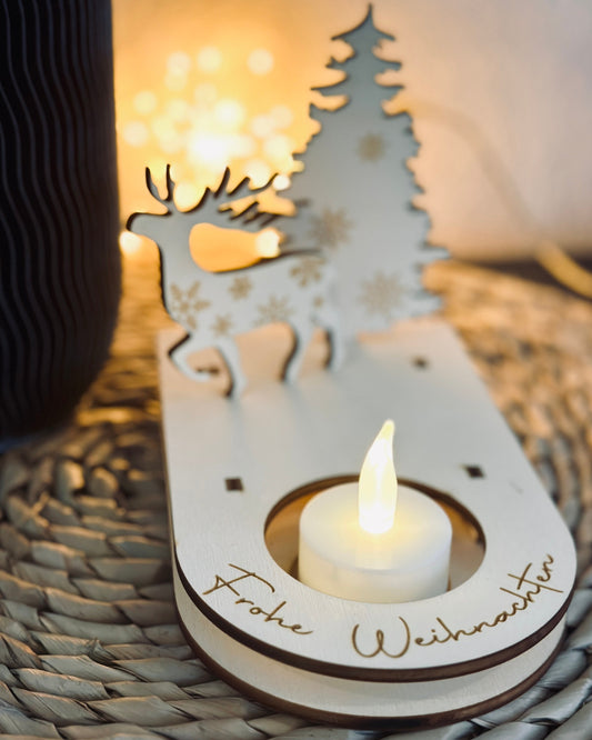 Weihnachtsgeschenk Teelichthalter graviert auf Wunsch mit Namen